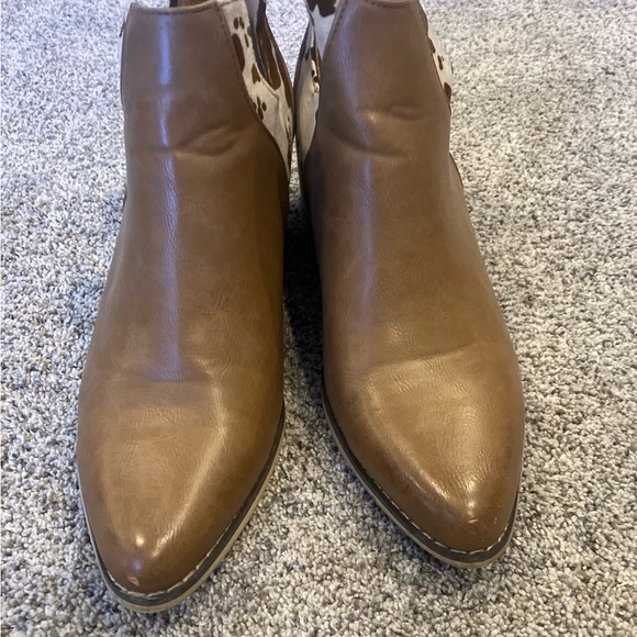 Natural Reflections West Ankle Boots Cow Print Women’s Size 7  Tan Brown - Picture 4 of 12
